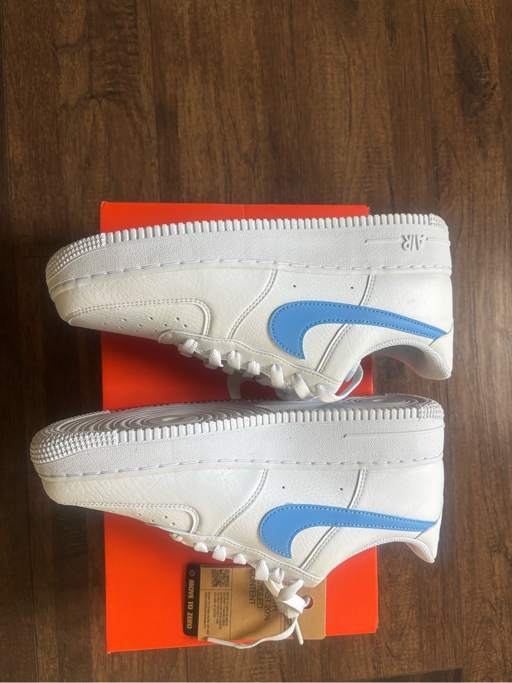 Nike White Sneakers with Light Blue Swoosh - Picture 2 of 3
